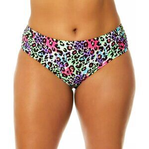 Salt + Cove Trendy Plus Size Leopard Print Bikini Bottoms Pink Purple Green 1X